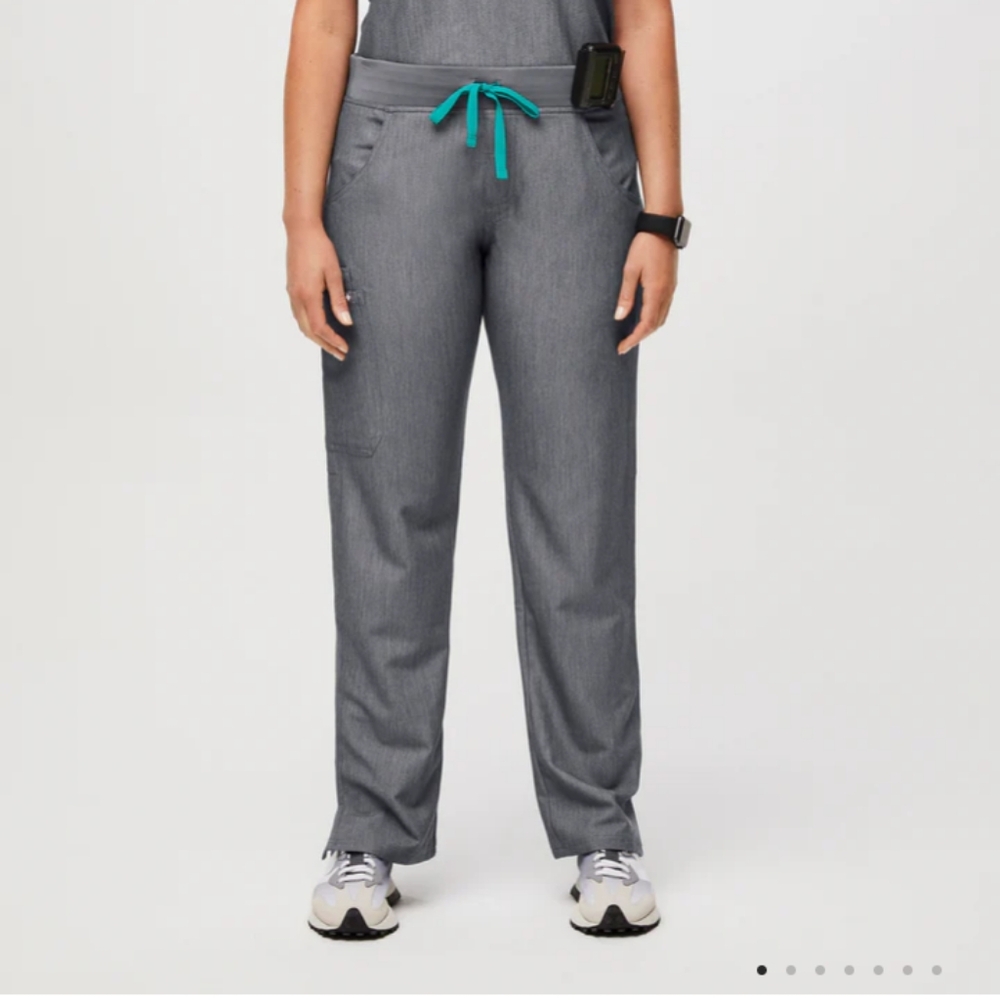 Figs Gray Pants with Teal Accents